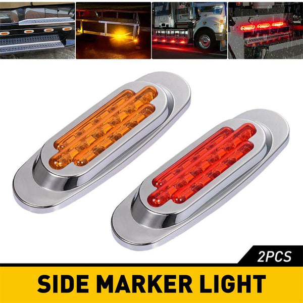 Side Light Type 2PCS 16-Leds Oval Trailer Side Marker Lights Clearance Indicator Light ...