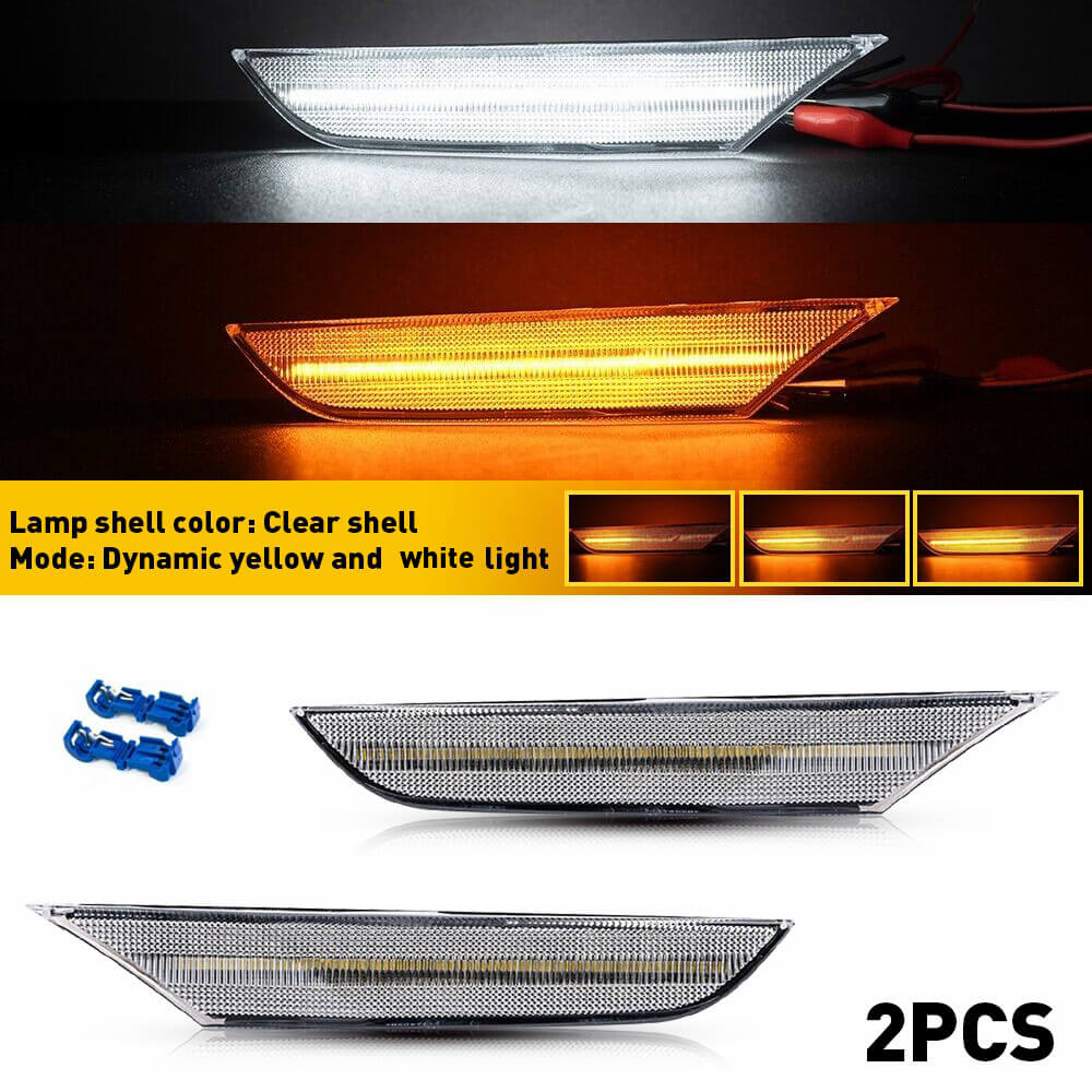NEWM Smoked LED Side Marker Lights For Infiniti G35 Sedan 2003-2006 - Sequential Amber/White DRL