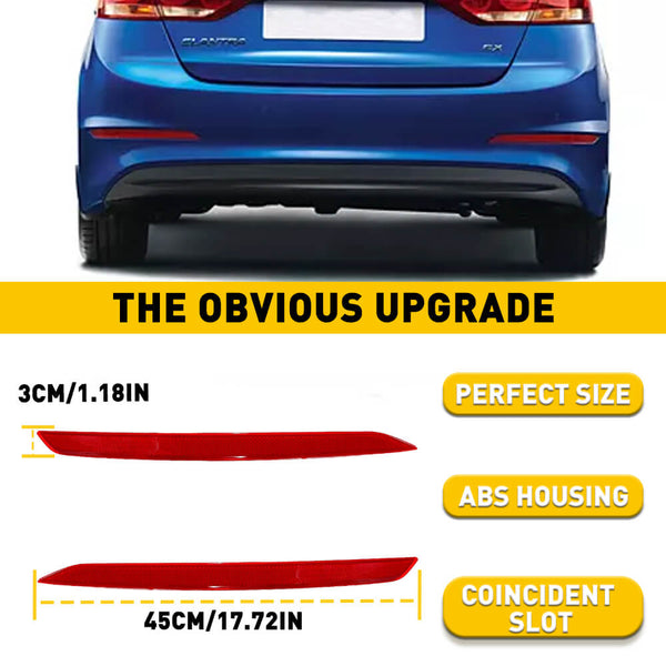 Kit Réflecteurs Pare-chocs Arrière Gauche & Droit Pour Hyundai Elantra 2017-2018 - Neuf, Rouge