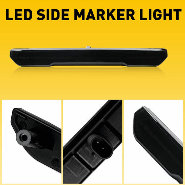 KEEGTBOX Smoked Lens Amber Red Fender LED Side Marker Lights For 2015-2023 Chevy Silverado GMC Sierra 2500HD 3500HD Dual Rear Wheel Bed Fender Marker