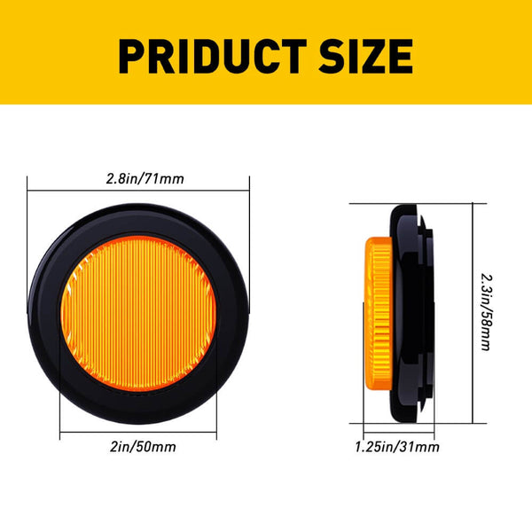 20x 2 Inch Round 4 LED Trailer Side Marker Lights | Amber & Red Clearance Lights Kit