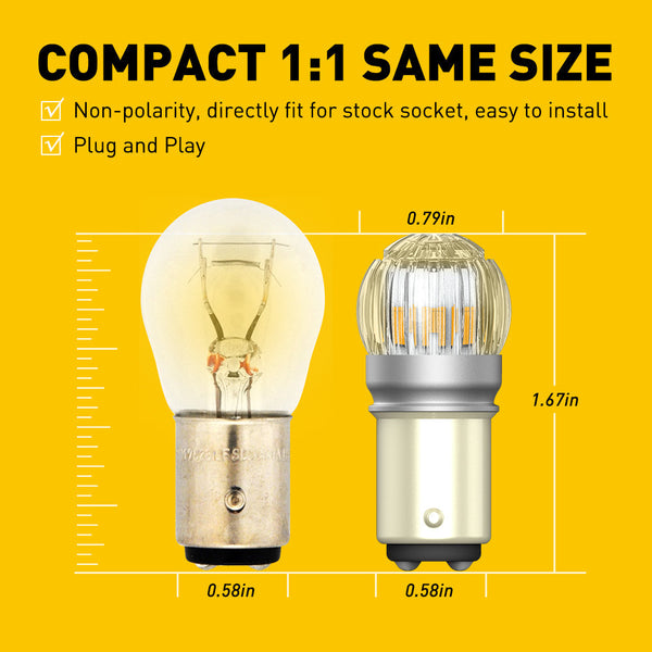 thumbnail interactive-video image 1 of Arwrilt 10-Pack 1157 Amber Car Bulbs - Halogen Turn Signal & Brake Light Replacement Bulbs 1 of 10
