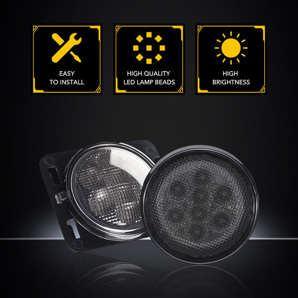 RIDROID 4PCS LED Front Turn Signal & Side Marker Lights For Jeep Wrangler JK 2007-2017