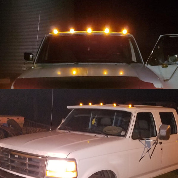 5Pcs Smoked/Yellow Len LED Truck Cab Roof Marker Light for 73-97 Ford ...