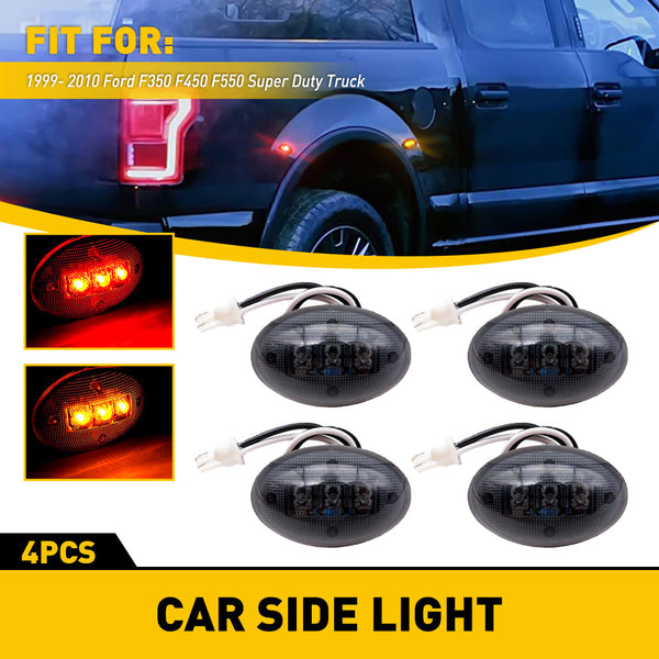 thumbnail image 2 of Smoked LED Side Marker Lights For 1999-2010 Ford F350 F450 F550 Super Duty Dually - 4pc White Lighting 2 of 14