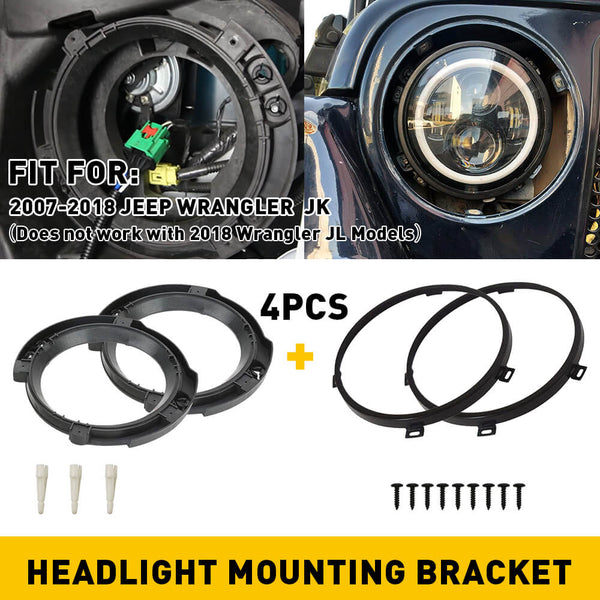 For 0718 Jeep Wrangler JK Headlight Mounting Bracket Ring Trim Access