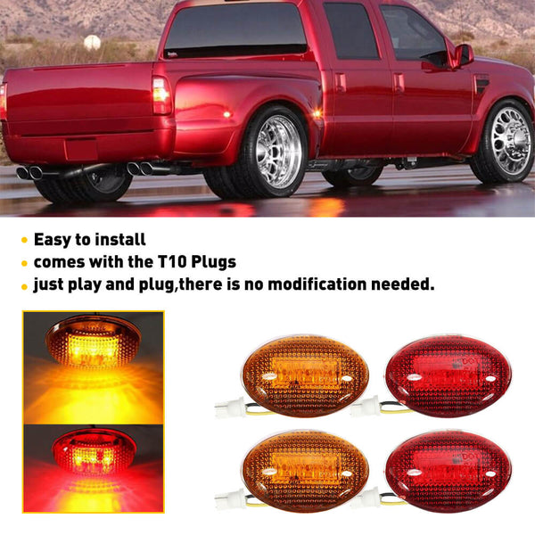 thumbnail image 2 of Smoked LED Side Marker Lights For 1999-2010 Ford F350 F450 F550 Super Duty Dually - 4pc White Lighting 2 of 14
