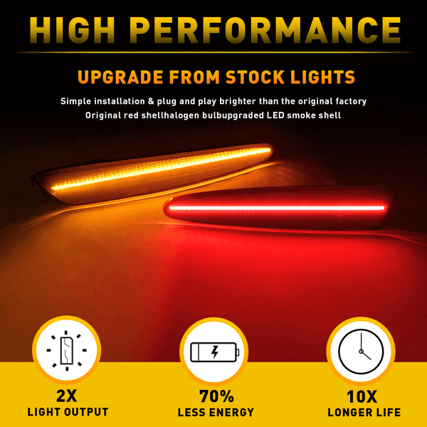 For 2005-13 Chevy Corvette C6 Smoked Front Rear Amber Red LED Side Marker Lights - Foto 8