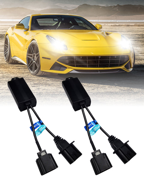 DACIRTY H13/9008 LED Decoder - Anti-Flicker Plug & Play Filter For Car Radio & Headlights (2 Pack, Black)
