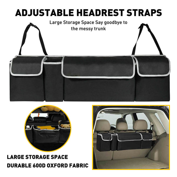 8 Pockets Car Trunk Organizer Back Seat Storage Bag Auto Accessories Black Parts - View #7