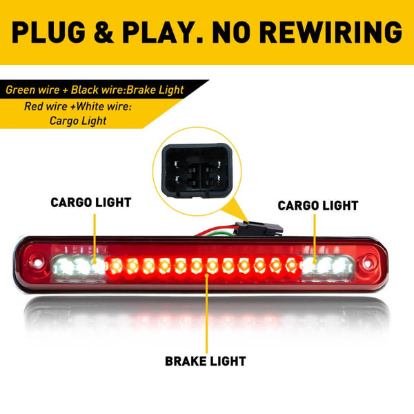 AUXITO LED Third Brake Light With Cargo Light For 88-98 Chevy GMC C1500/K1500 Silverado – Smoked Lens 4 thumbnail image