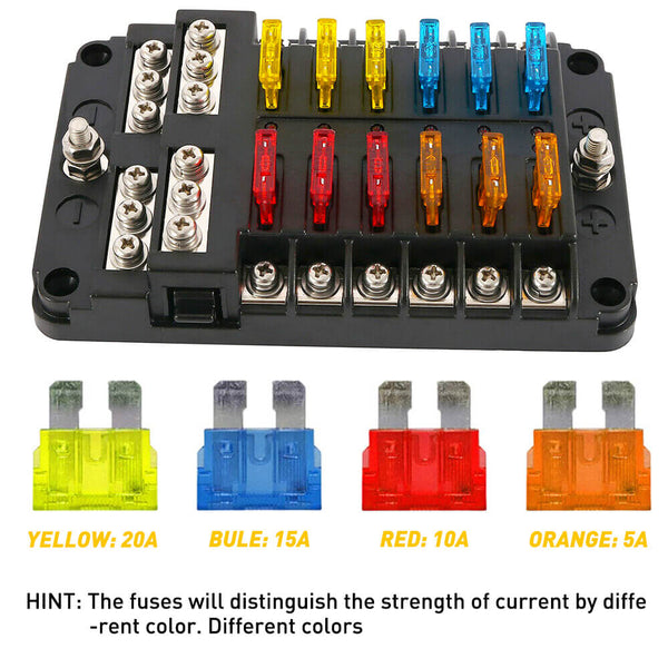 Fuse Box Rda Standard & Mini Size 220 PCS Universal Car Fuses Kit, 12-Way Blade Car ...