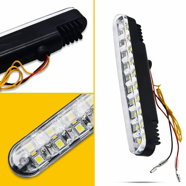 Universal LED Daytime Running Lights Kit White Light Turn Signal Amber