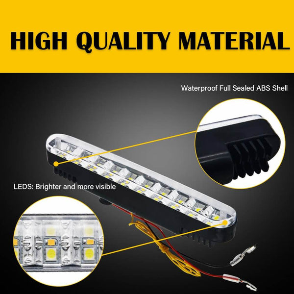 Universal LED Daytime Running Lights Kit White Light Turn Signal Amber