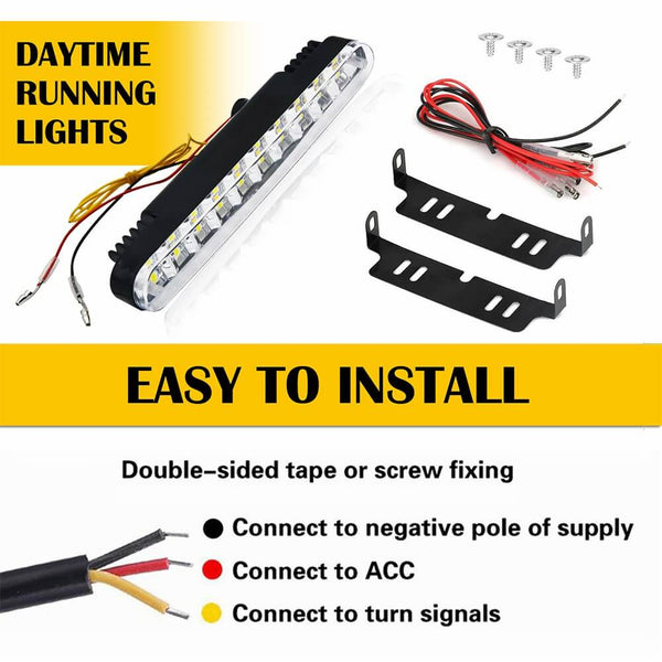 Running Light Led Kit Universal LED Daytime Running Lights DRL Kit White Light with Amber Tu ...