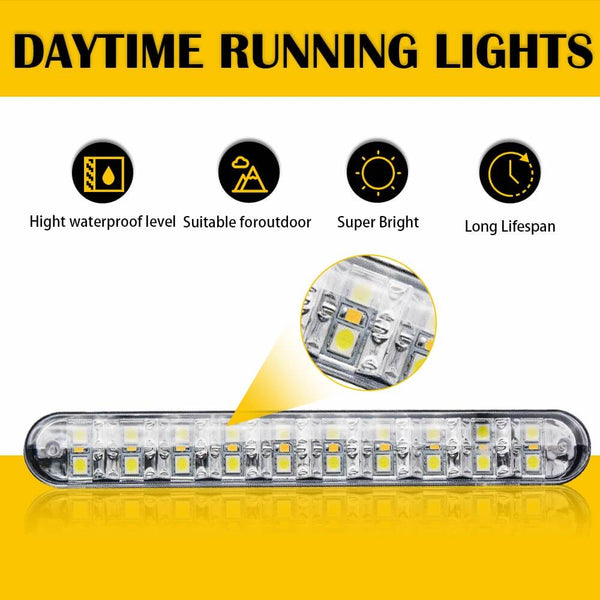 Running Light Led Kit Universal LED Daytime Running Lights DRL Kit White Light with Amber Tu ...