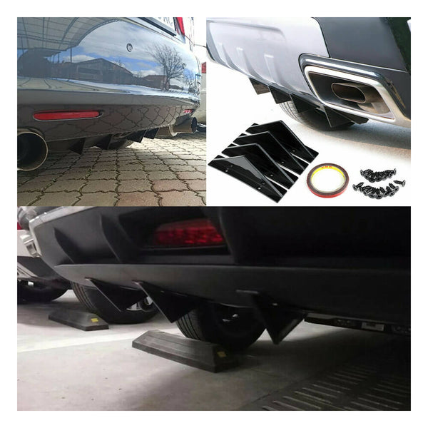 Universal Black/Carbon Fiber Shark Fin Rear Bumper Diffuser for Cars 4 ...