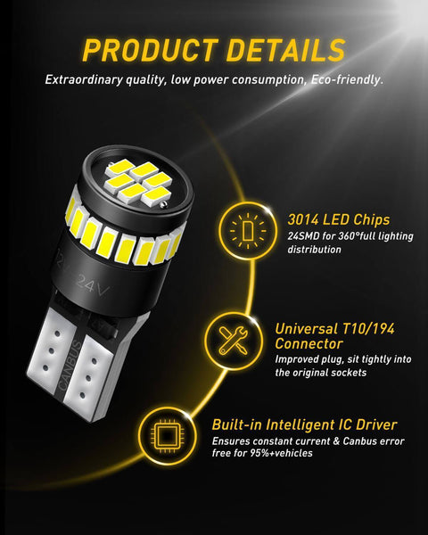 194 LED Bulb, 6000K White for Car LED Interior Light license plate lig ...